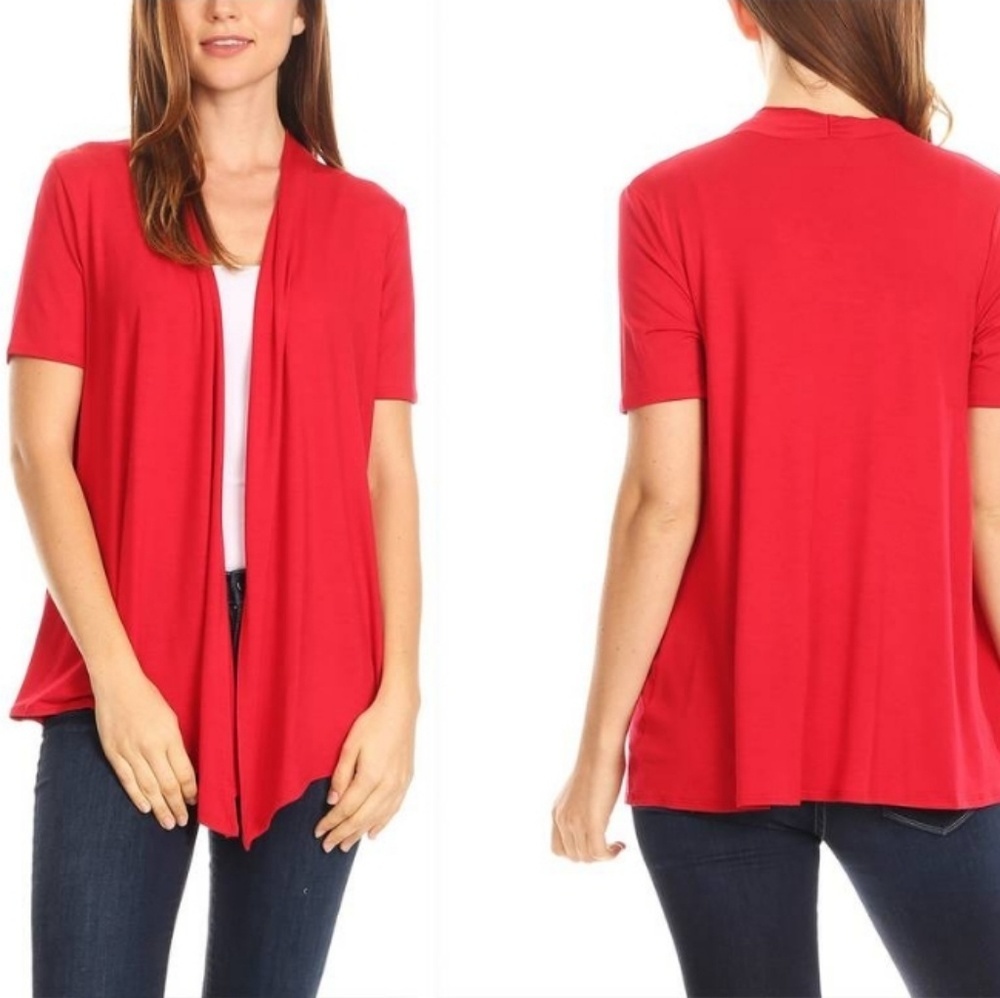 RED Lightweight Short-Sleeve Cardigan top sz 1X